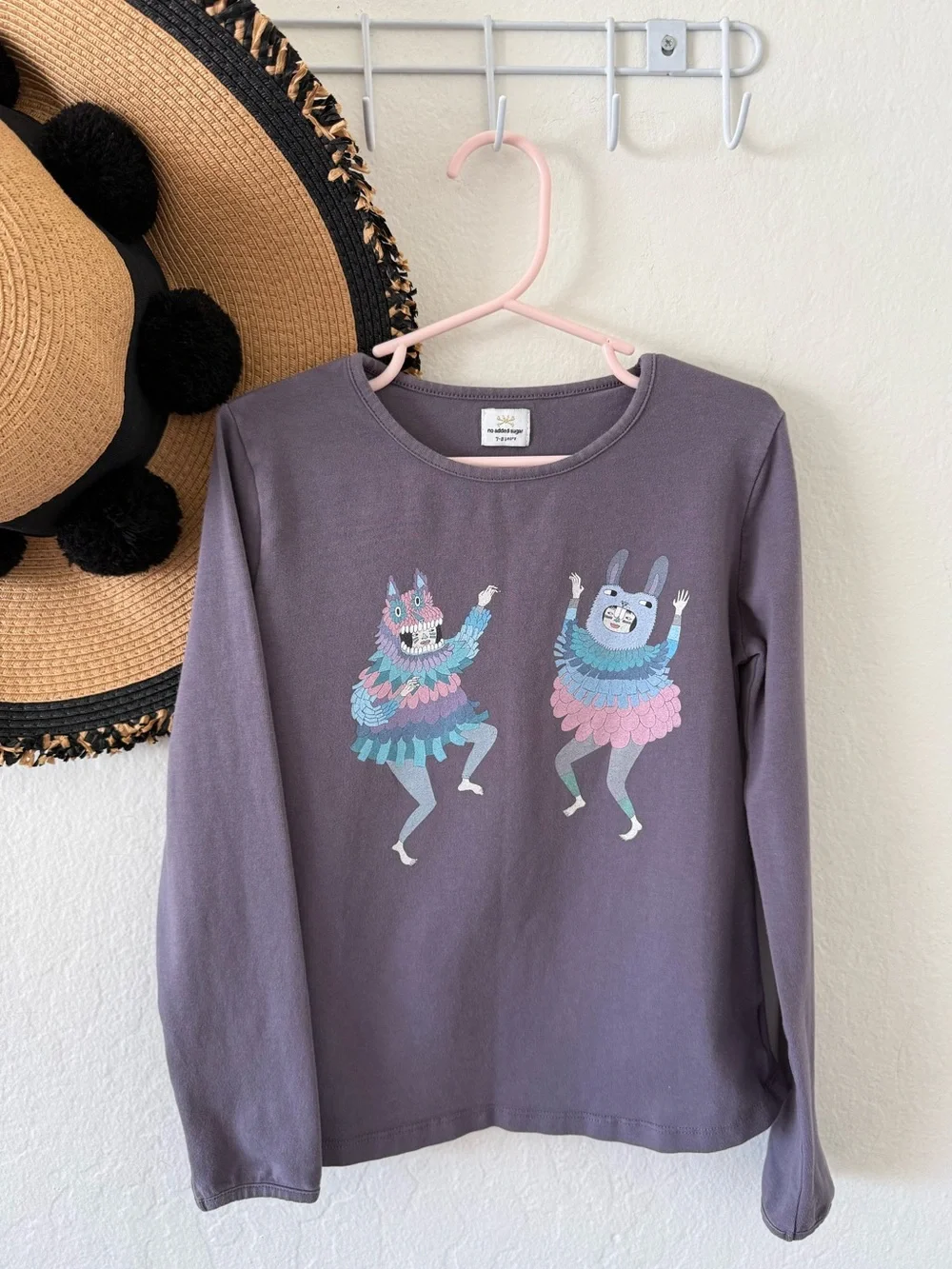 No Added Sugar Purple Long Sleeve Graphic Tee Size 7-8 Years